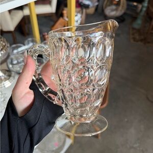 Jeannette Glass Pilgrim Thumbprint pitcher